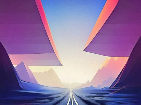Road between mountains illustration Stock Illustration