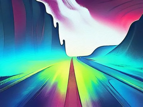 Road between mountains illustration Stock Illustration