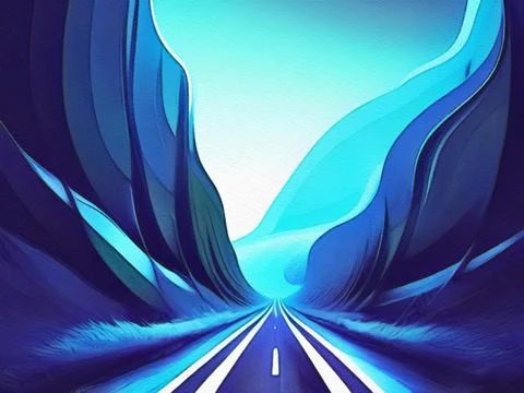 Road between mountains illustration Stock Illustration