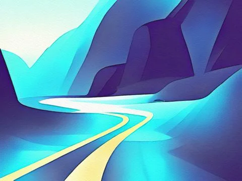 Road between mountains illustration Stock Illustration