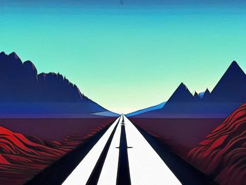 Road between mountains illustration Stock Illustration