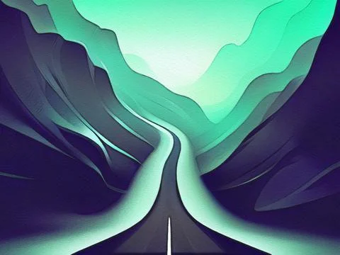 Road between mountains illustration Stock Illustration