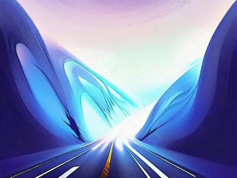 Road between mountains illustration Stock Illustration