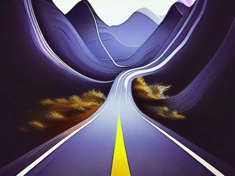 Road between mountains illustration Stock-Illustration