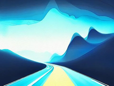 Road between mountains illustration Stock Illustration