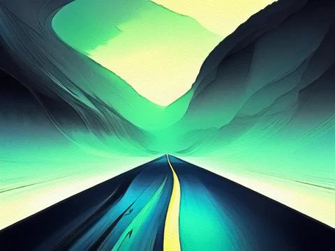 Road between mountains illustration Stock Illustration