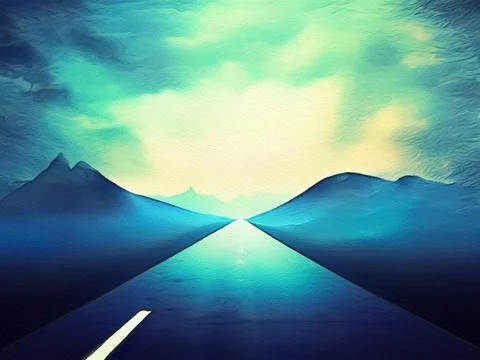 Road between mountains illustration Stock Illustration