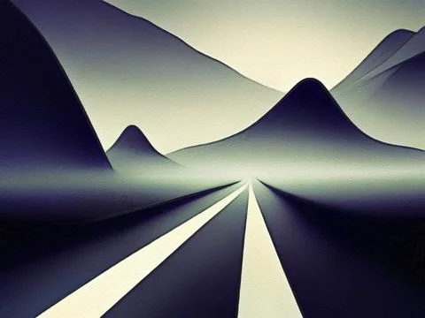 Road between mountains illustration Stock Illustration