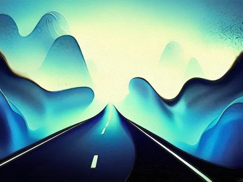 Road between mountains illustration Stock Illustration
