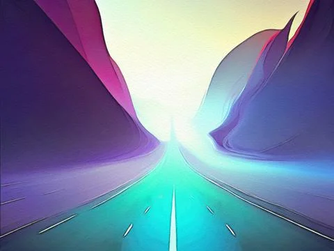 Road between mountains illustration Stock Illustration