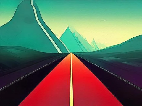 Road between mountains illustration Stock Illustration