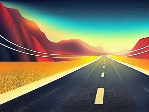 Road between mountains illustration Stock Illustration