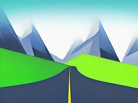 Road between mountains illustration Stock Illustration