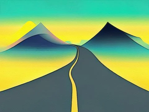 Road between mountains illustration Stock-Illustration