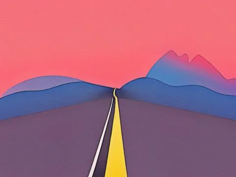 Road between mountains illustration Stock Illustration