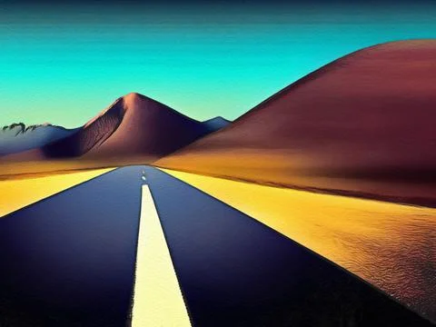 Road between mountains illustration Stock Illustration