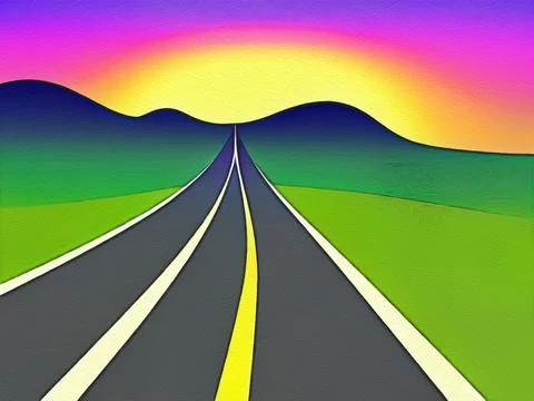 Road between mountains illustration Stock Illustration