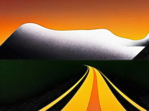 Road between mountains illustration Stock Illustration