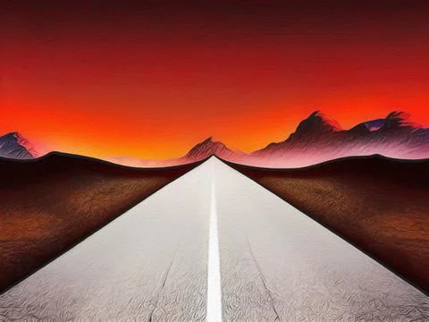 Road between mountains illustration Stock Illustration
