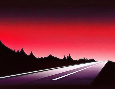 Road between mountains illustration Stock Illustration
