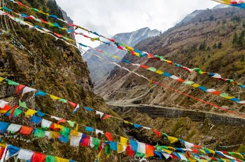 Road between the mountains in tibet Stock Photos