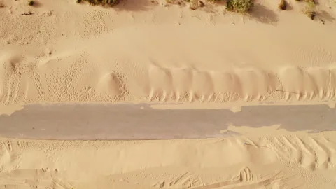 Road Between Sand On Beach. Top View. Stock Footage 241261031