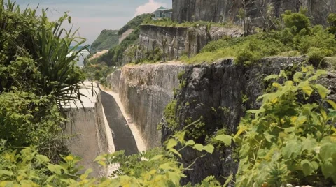 Road between two cliffs - view from above, south Bali 動画素材 65243131