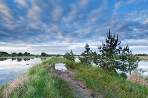Road between two lakes Stock Photos