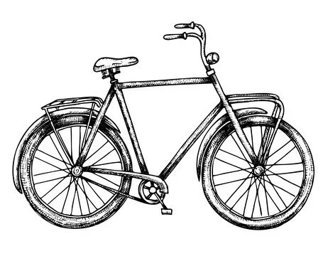 Road Bicycle. Vector hand drawn illustration of urban retro classic Bike on Illustrazione stock