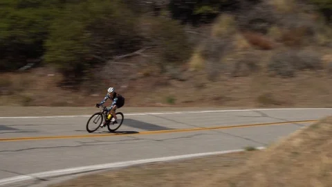 Road Bike Gliding Down Hill Stock Footage 101386865