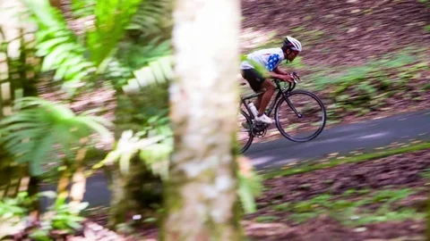 ROAD BIKER IN BALI IN FOREST 스톡 동영상 75284047
