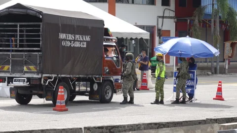 Road Block at Lockdown Area. Video stock 158153013