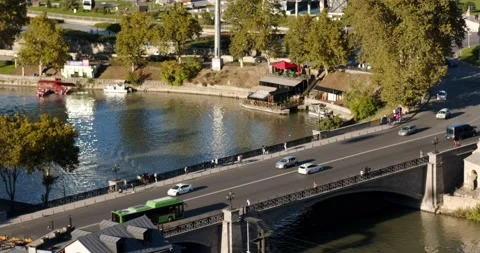 Road bridge across the river Stock Footage 232122158