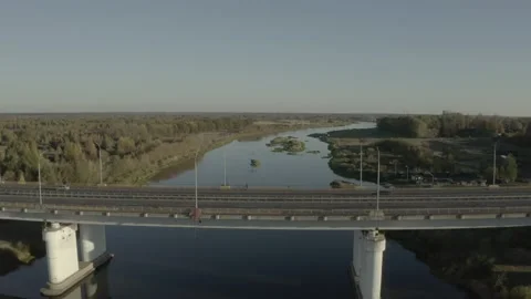 Road bridge and river Stock Footage