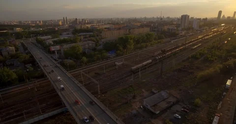 Road bridge. Evening traffic at sunset. Video stock 90713476