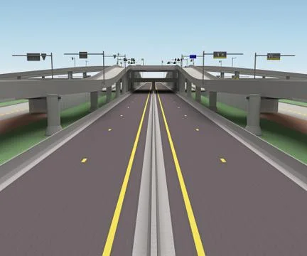 Road bridge intersection 3d rendering Stock Illustration