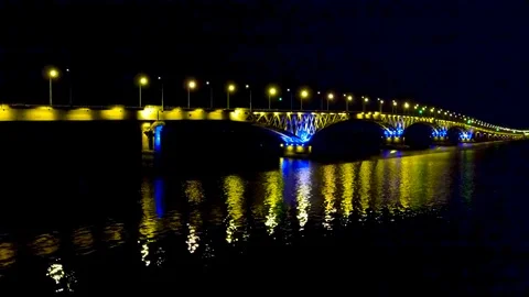 Road bridge in the lights Stock Footage 97856436