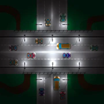 Road bridge at night. Stock Illustration