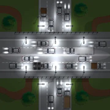 Road bridge at night. Stock Illustration