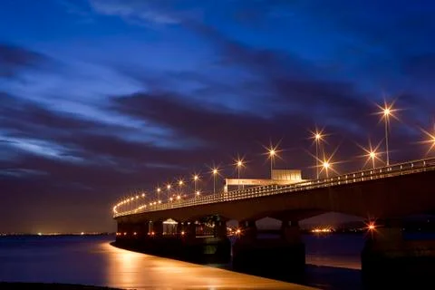 Road bridge at night Stock Photos