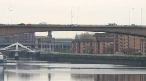 Road Bridge over River Stock Footage 10884459