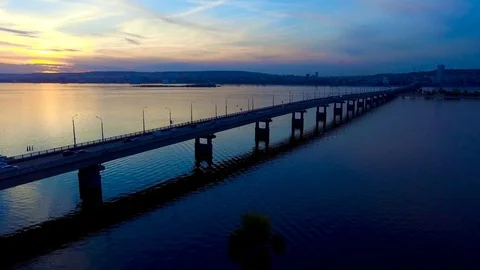 Road bridge over the river Stock Footage 96064398