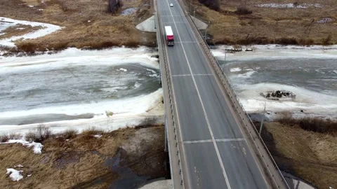 Road bridge over the river Stock Footage 151736758