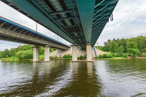 Road bridge over the river 스톡 사진