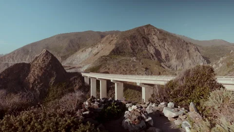 Road Bridge Pillars and the Highway Stock Footage 255747019
