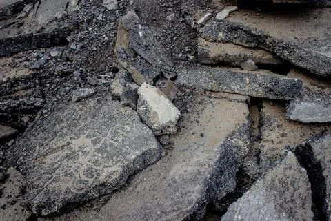 Road broken up close-up Stock Photos