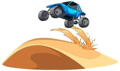 Off-Road Buggy Jumping Over Sand Dune Stock Illustration
