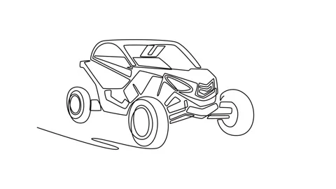Off-road buggy or side-by-side vehicle, desert racing trail exploration Stock Footage 332599722