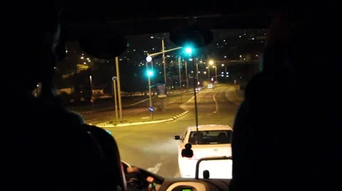 Road to the bus at night to Jerusalem Stock Footage 64058489