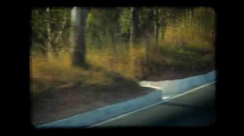 Road from bus (vintage) Stock Footage 23816759